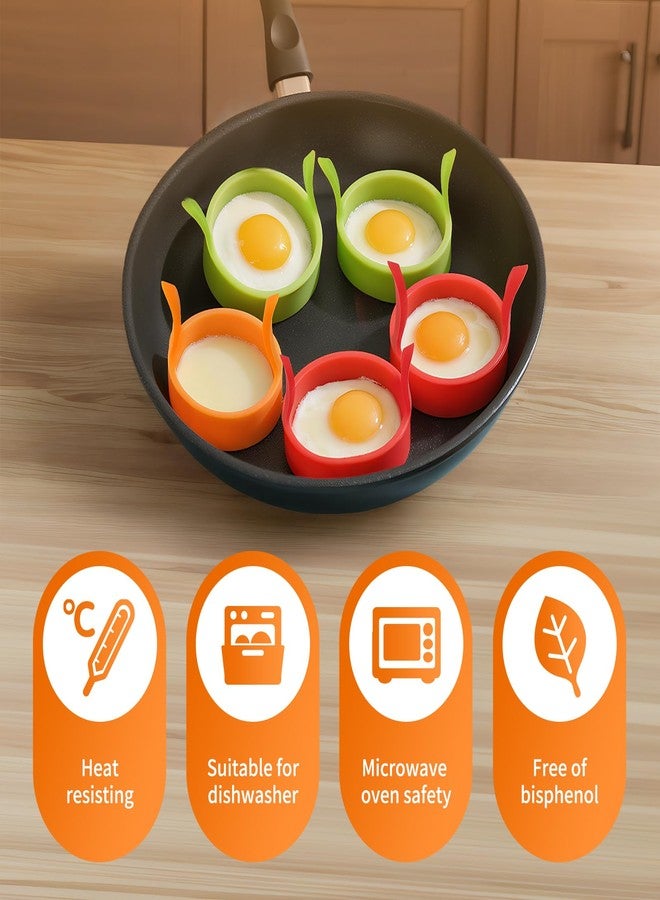 OMASUNB 6PCS Silicone Fried Egg Cooker Rings Set, Non Stick Fried Round Egg Cooker Ring Mold, Easy to Use&Clean Funny Kitchen Accessories Gadgets, Ideal for home cooks, making eggs for sandwiches, burgers - Image 5